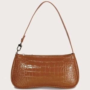 NEW SHEIN Brown Croc Embossed Baquette Shoulder bag